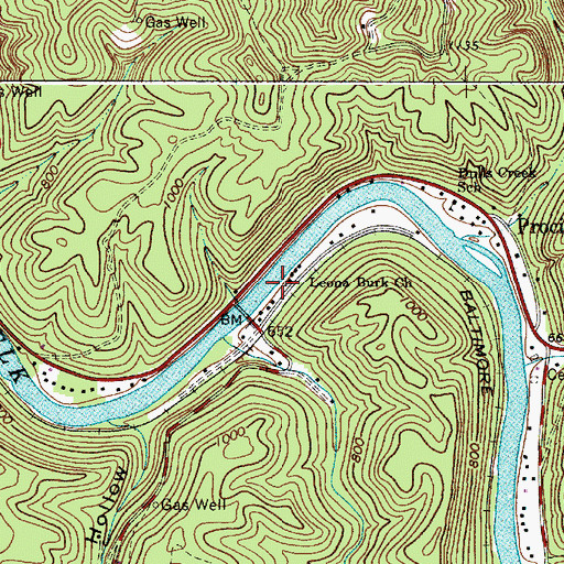 Topographic Map of Burke Memorial United Methodist Church, WV