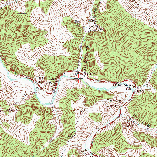 Topographic Map of Leopard Run, WV