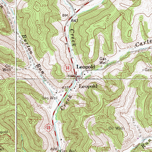 Topographic Map of Leopold, WV