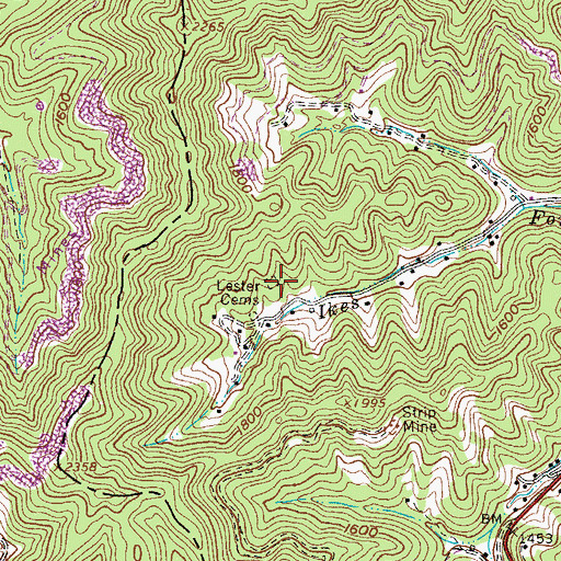 Topographic Map of Lester Cemeteries, WV
