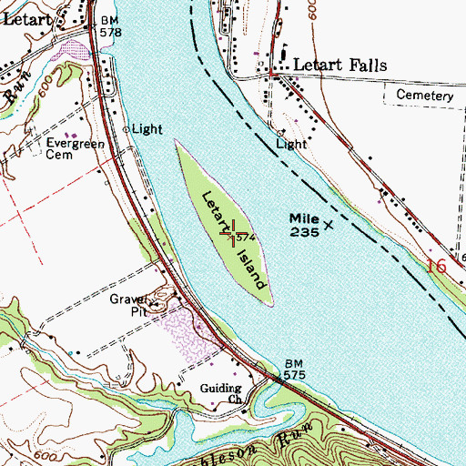Topographic Map of Letart Island, WV