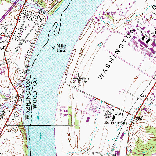 Topographic Map of Lewis Cemetery, WV