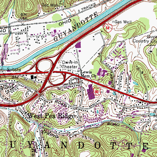 Topographic Map of Lewis Memorial Church, WV