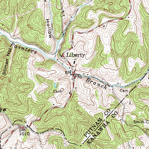 Topographic Map of Liberty, WV