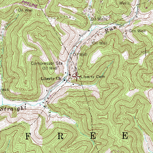Topographic Map of Liberty Cemetery, WV