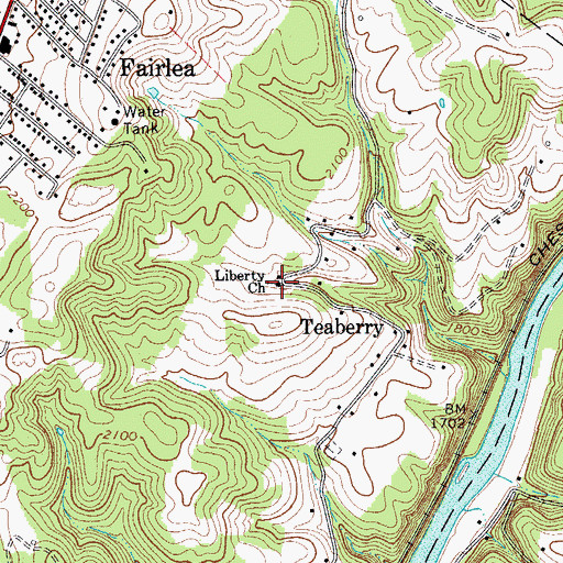 Topographic Map of Liberty Baptist Church, WV