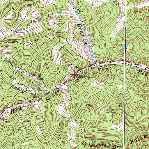 Topographic Map of Liberty Church, WV