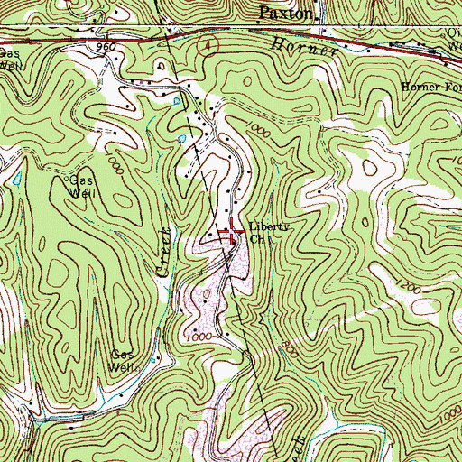 Topographic Map of Liberty Church, WV