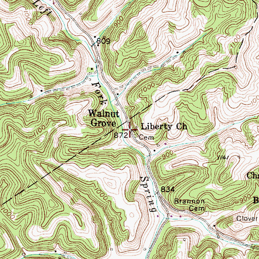 Topographic Map of Liberty Church, WV