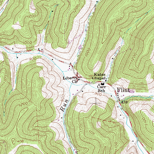 Topographic Map of Liberty Baptist Church, WV
