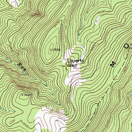 Topographic Map of Liberty Gap, WV
