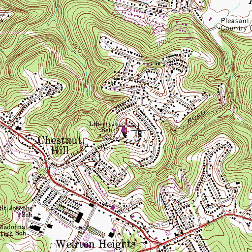 Topographic Map of Liberty Elementary School, WV