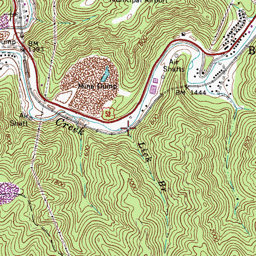 Topographic Map of Lick Branch, WV