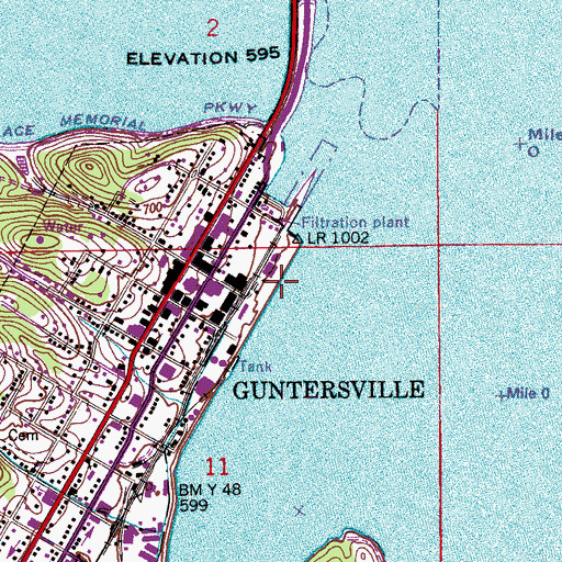 Topographic Map of Guntersville Marina, AL