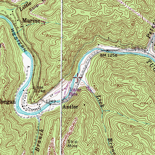 Topographic Map of Lick Branch, WV
