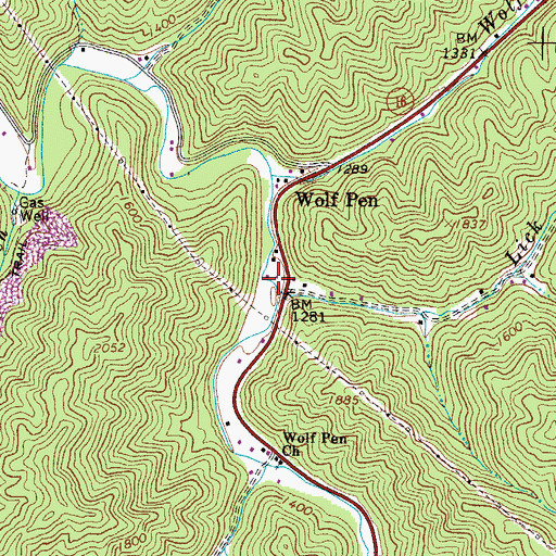 Topographic Map of Lick Branch, WV