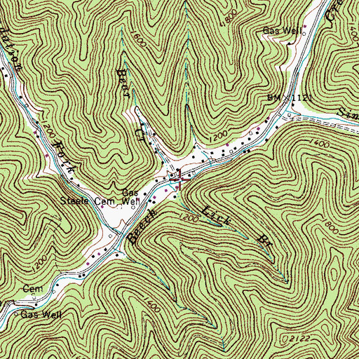 Topographic Map of Lick Branch, WV