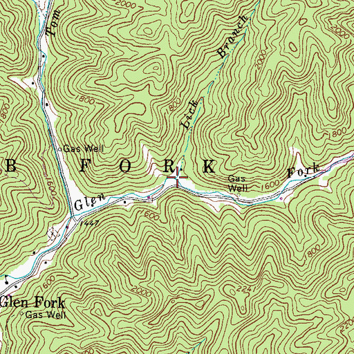 Topographic Map of Lick Branch, WV