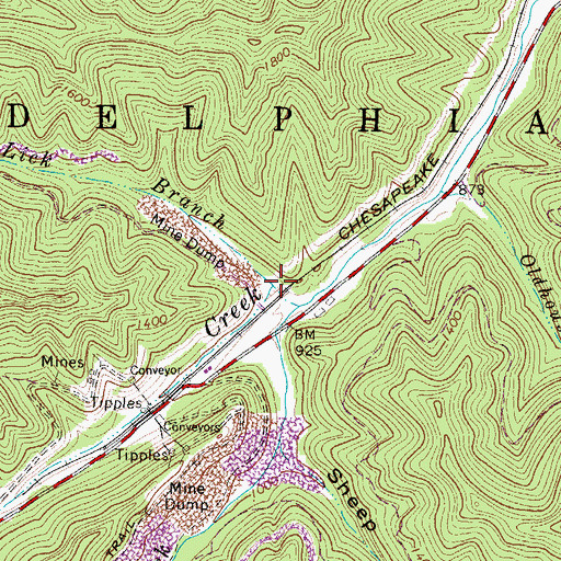 Topographic Map of Lick Branch, WV