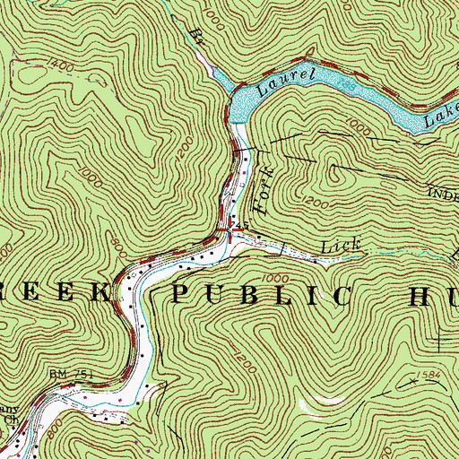 Topographic Map of Lick Branch, WV