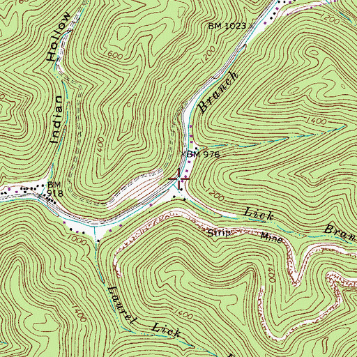 Topographic Map of Lick Branch, WV