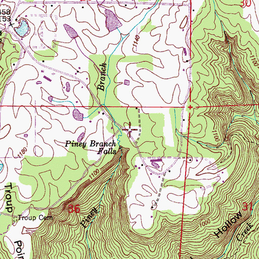 Topographic Map of Marshall Baptist Camp, AL