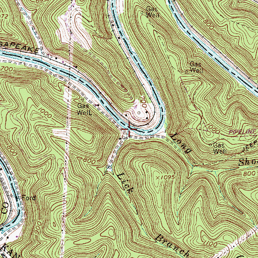 Topographic Map of Lick Branch, WV