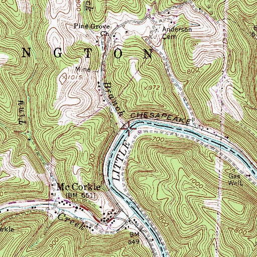 Topographic Map of Lick Branch, WV