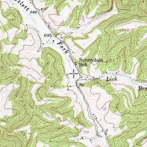 Topographic Map of Lick Branch, WV