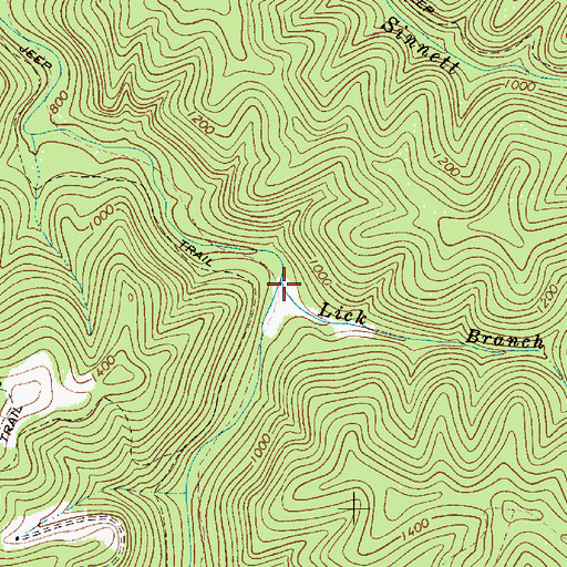 Topographic Map of Lick Branch, WV