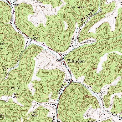 Topographic Map of Lick Branch, WV