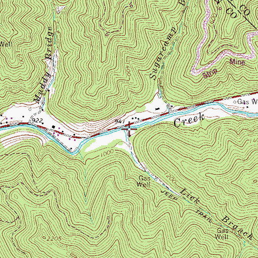 Topographic Map of Lick Branch, WV