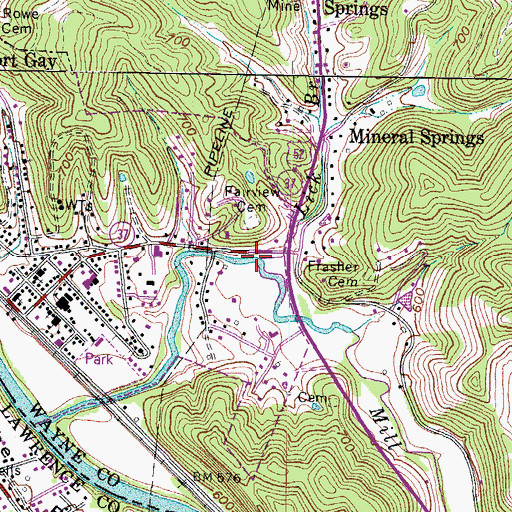 Topographic Map of Lick Branch, WV