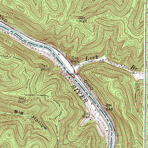 Topographic Map of Lick Branch, WV