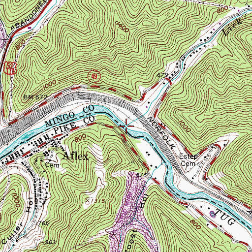 Topographic Map of Lick Creek, WV