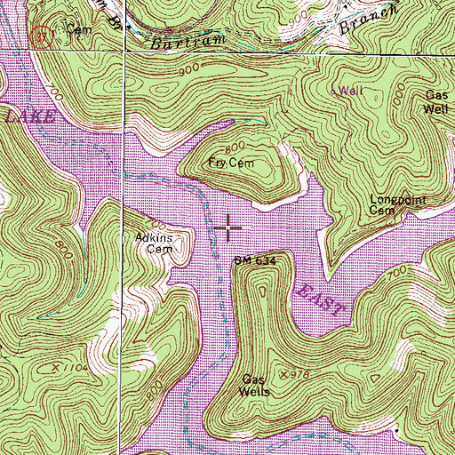Topographic Map of Lick Creek, WV
