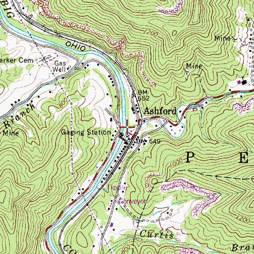 Topographic Map of Lick Creek, WV