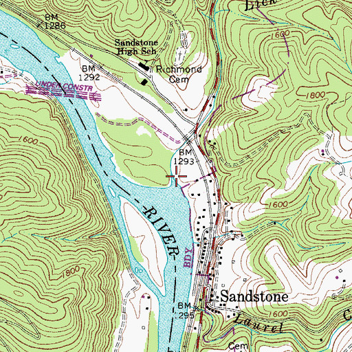 Topographic Map of Lick Creek, WV