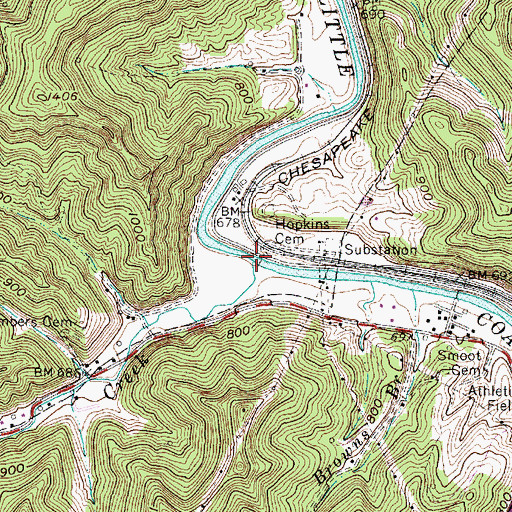 Topographic Map of Lick Creek, WV