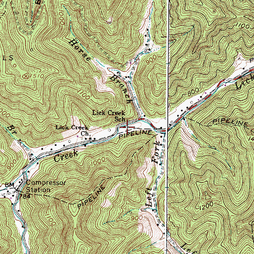 Topographic Map of Lick Creek School (historical), WV