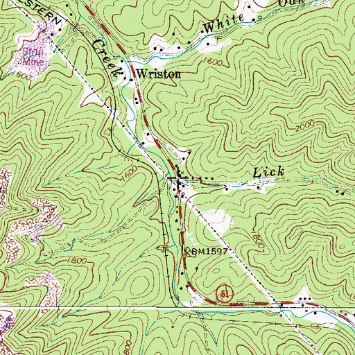 Topographic Map of Lick Fork, WV