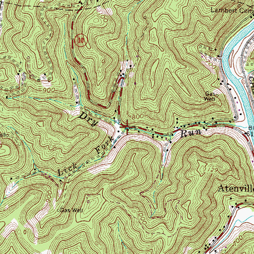 Topographic Map of Lick Fork, WV