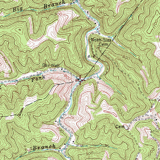 Topographic Map of Lick Fork, WV