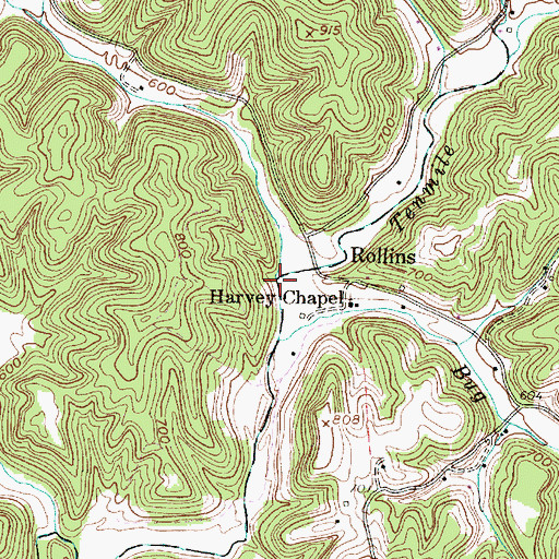 Topographic Map of Lick Fork, WV