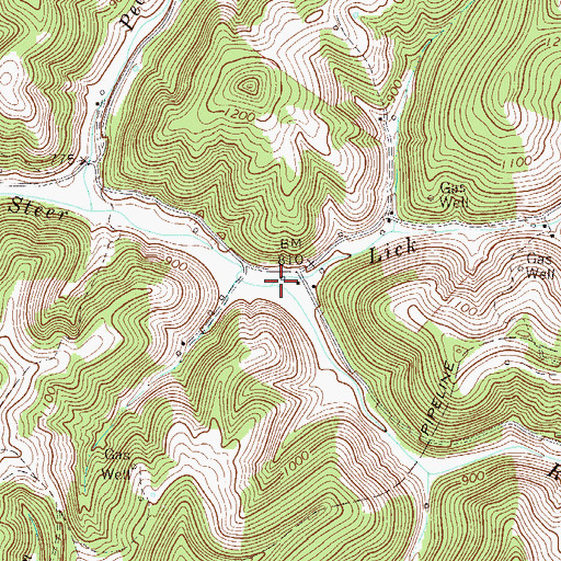 Topographic Map of Lick Fork, WV