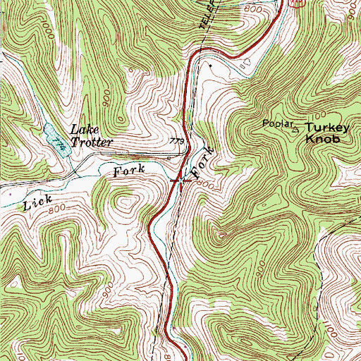 Topographic Map of Lick Fork, WV