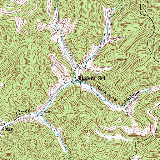 Topographic Map of Lick Log Hollow, WV