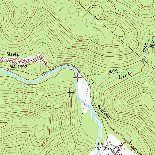 Topographic Map of Lick Run, WV
