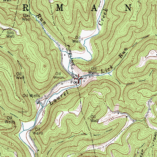 Topographic Map of Lick Run, WV