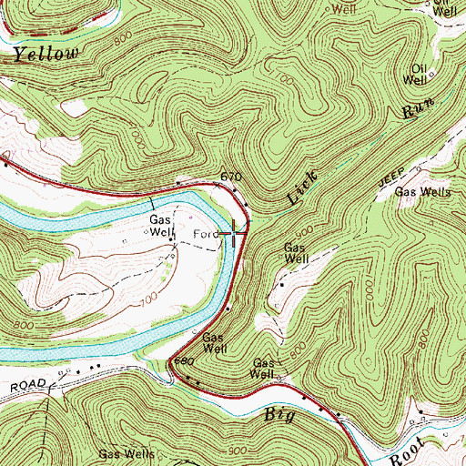 Topographic Map of Lick Run, WV